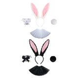 Maxbell Bunny Ears Headband Tail Set for Halloween Fancy Dress Animal Themed Parties White