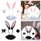 Maxbell Bunny Ears Headband Tail Set for Halloween Fancy Dress Animal Themed Parties White