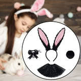 Maxbell Bunny Ears Headband Tail Set for Halloween Fancy Dress Animal Themed Parties Black