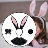 Maxbell Bunny Ears Headband Tail Set for Halloween Fancy Dress Animal Themed Parties Black