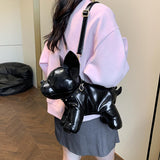 Maxbell Puppy Doll Shoulder Bag PU Leather Pouch for Shopping Autumn Valentines Gift Black