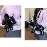Maxbell Puppy Doll Shoulder Bag PU Leather Pouch for Shopping Autumn Valentines Gift Black