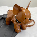 Maxbell Puppy Doll Shoulder Bag PU Leather Pouch for Shopping Autumn Valentines Gift Brown