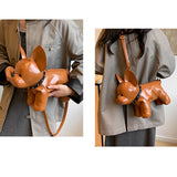 Maxbell Puppy Doll Shoulder Bag PU Leather Pouch for Shopping Autumn Valentines Gift Brown