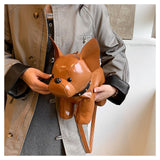 Maxbell Puppy Doll Shoulder Bag PU Leather Pouch for Shopping Autumn Valentines Gift Brown
