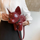 Maxbell Puppy Doll Shoulder Bag PU Leather Pouch for Shopping Autumn Valentines Gift Red
