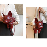 Maxbell Puppy Doll Shoulder Bag PU Leather Pouch for Shopping Autumn Valentines Gift Red