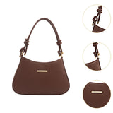 Maxbell Women Underarm Handbag Portable Elegant Purse Tote for Street Shopping Party Brown