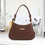 Maxbell Women Underarm Handbag Portable Elegant Purse Tote for Street Shopping Party Brown
