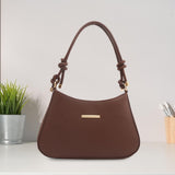 Maxbell Women Underarm Handbag Portable Elegant Purse Tote for Street Shopping Party Brown