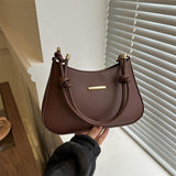Maxbell Women Underarm Handbag Portable Elegant Purse Tote for Street Shopping Party Brown