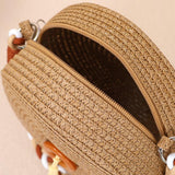 Maxbell Woven Straw Crossbody Bag Lightweight Fashion Bohemia Bag Women Shoulder Bag Brown