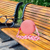 Maxbell Woven Straw Crossbody Bag Lightweight Fashion Bohemia Bag Women Shoulder Bag Pink