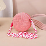 Maxbell Woven Straw Crossbody Bag Lightweight Fashion Bohemia Bag Women Shoulder Bag Pink