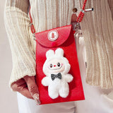 Maxbell Chinese New Year Red Envelope Crossbody Bag Blessing Gift Lucky Money Pocket white doll