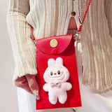 Maxbell Chinese New Year Red Envelope Crossbody Bag Blessing Gift Lucky Money Pocket pink doll