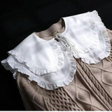 Maxbell Women Double Ruffle Fake Collar Detachable Trendy for Blouses Shirts Sweater White