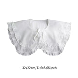 Maxbell Women Double Ruffle Fake Collar Detachable Trendy for Blouses Shirts Sweater White