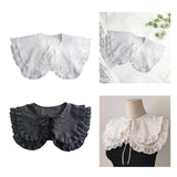 Maxbell Women Double Ruffle Fake Collar Detachable Trendy for Blouses Shirts Sweater White