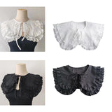 Maxbell Women Double Ruffle Fake Collar Detachable Trendy for Blouses Shirts Sweater White