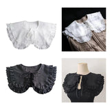Maxbell Women Double Ruffle Fake Collar Detachable Trendy for Blouses Shirts Sweater White