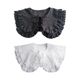 Maxbell Women Double Ruffle Fake Collar Detachable Trendy for Blouses Shirts Sweater White