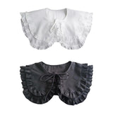 Maxbell Women Double Ruffle Fake Collar Detachable Trendy for Blouses Shirts Sweater White