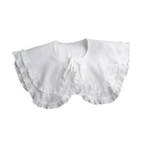 Maxbell Women Double Ruffle Fake Collar Detachable Trendy for Blouses Shirts Sweater White
