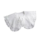 Maxbell Women Double Ruffle Fake Collar Detachable Trendy for Blouses Shirts Sweater White