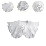 Maxbell Women Double Ruffle Fake Collar Detachable Trendy for Blouses Shirts Sweater White
