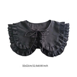 Maxbell Women Double Ruffle Fake Collar Detachable Trendy for Blouses Shirts Sweater Black