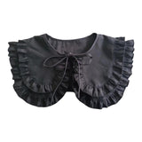 Maxbell Women Double Ruffle Fake Collar Detachable Trendy for Blouses Shirts Sweater Black