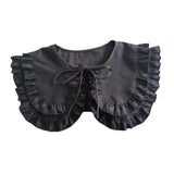 Maxbell Women Double Ruffle Fake Collar Detachable Trendy for Blouses Shirts Sweater Black