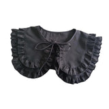 Maxbell Women Double Ruffle Fake Collar Detachable Trendy for Blouses Shirts Sweater Black