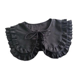 Maxbell Women Double Ruffle Fake Collar Detachable Trendy for Blouses Shirts Sweater Black