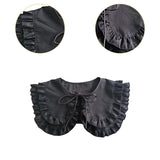 Maxbell Women Double Ruffle Fake Collar Detachable Trendy for Blouses Shirts Sweater Black