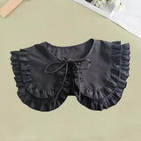 Maxbell Women Double Ruffle Fake Collar Detachable Trendy for Blouses Shirts Sweater Black