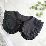 Maxbell Women Double Ruffle Fake Collar Detachable Trendy for Blouses Shirts Sweater Black