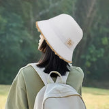 Maxbell Women Bucket Hat Trendy Creative Lady Fisherman Hat for Trips Camping Dating White