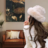 Maxbell Bucket Hat Trendy Soft Warm Hat for Climbing Trekking Valentines Gift Beige