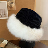 Maxbell Bucket Hat Trendy Soft Warm Hat for Climbing Trekking Valentines Gift Black White