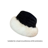 Maxbell Bucket Hat Trendy Soft Warm Hat for Climbing Trekking Valentines Gift Black White