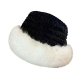 Maxbell Bucket Hat Trendy Soft Warm Hat for Climbing Trekking Valentines Gift Black White