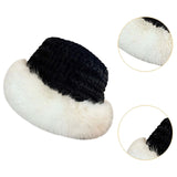 Maxbell Bucket Hat Trendy Soft Warm Hat for Climbing Trekking Valentines Gift Black White