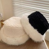 Maxbell Bucket Hat Trendy Soft Warm Hat for Climbing Trekking Valentines Gift Black White