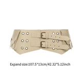 Maxbell Women Wide Belt Retro Design Exaggerated Casual Trendy Waist Belt for Ladies Skin Color