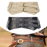 Maxbell Women Wide Belt Retro Design Exaggerated Casual Trendy Waist Belt for Ladies Skin Color
