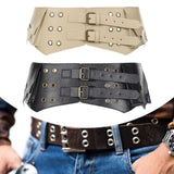 Maxbell Women Wide Belt Retro Design Exaggerated Casual Trendy Waist Belt for Ladies Skin Color
