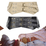 Maxbell Women Wide Belt Retro Design Exaggerated Casual Trendy Waist Belt for Ladies Skin Color