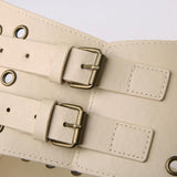 Maxbell Women Wide Belt Retro Design Exaggerated Casual Trendy Waist Belt for Ladies Skin Color